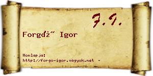Forgó Igor névjegykártya