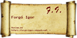 Forgó Igor névjegykártya